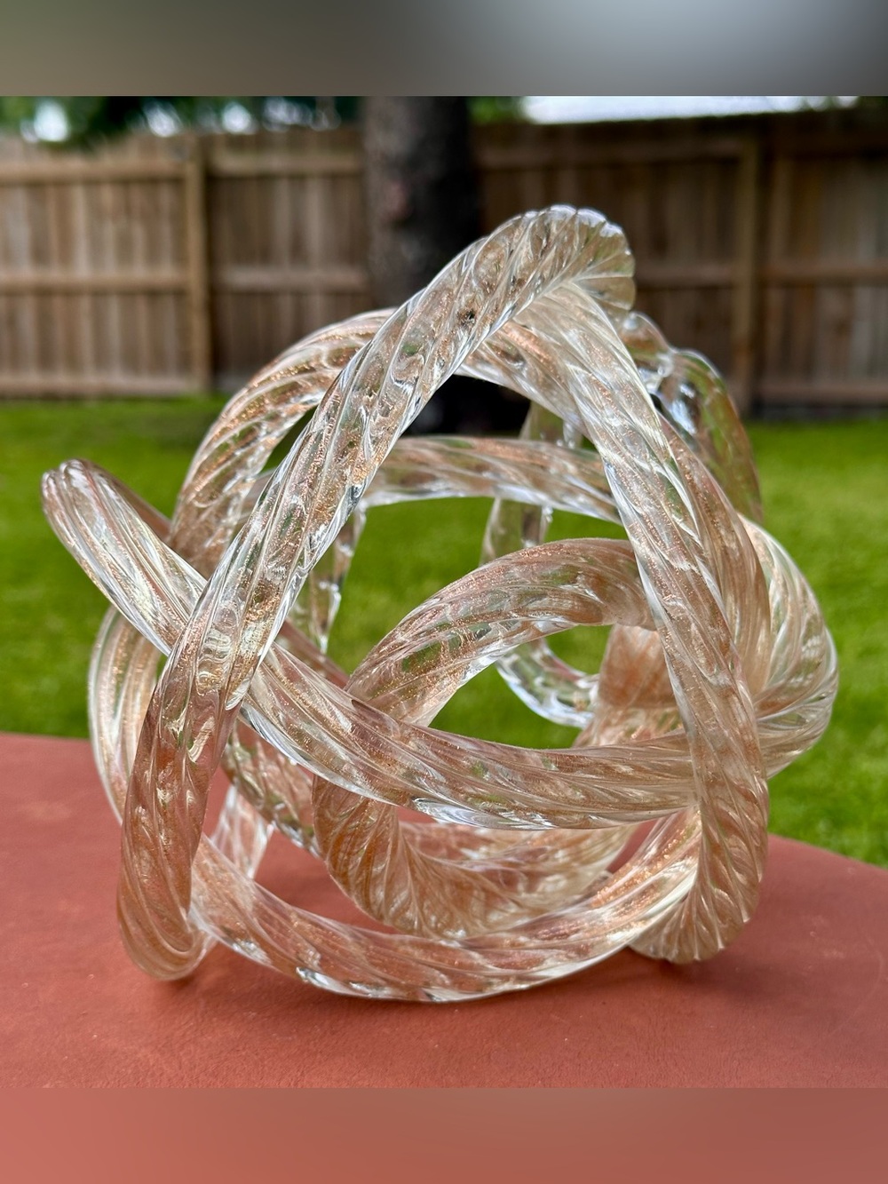 Murano Rope Love Knot Rope Sculpture Gold Twist Large Italian Art Glass - Picture 2 of 4
